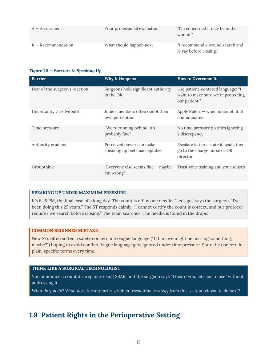Barriers to speaking up table with three callout box styles
